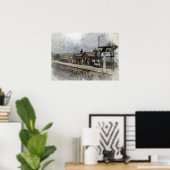 オクスンホープ駅 ヘリテージ鉄道 水彩画 ポスター (ホームオフィス)