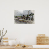 オクスンホープ駅 ヘリテージ鉄道 水彩画 ポスター (キッチン)
