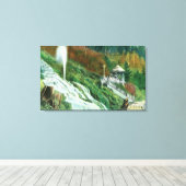 オクソン滝と春ビューシャスタ春、CA キャンバスプリント (インサイチュ (ウッドフロア))