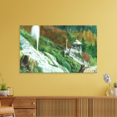 オクソン滝と春ビューシャスタ春、CA キャンバスプリント (インサイチュ (リビング))