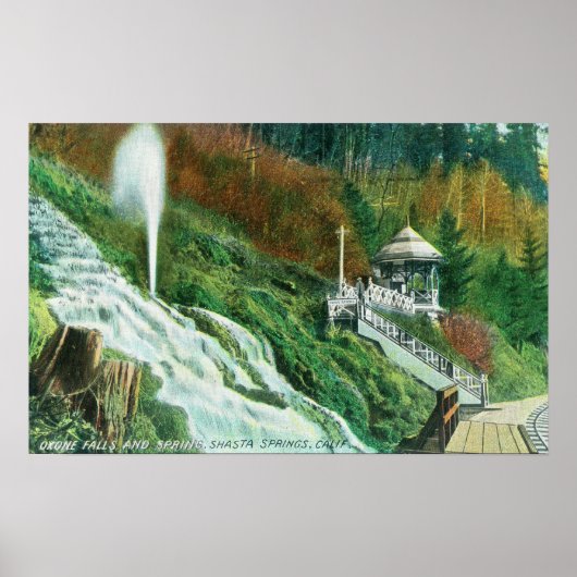 オクソン滝と春ビューシャスタ春、CA ポスター (正面)