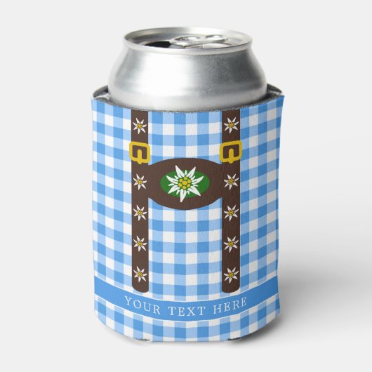 オクトバーフェストおもしろいレダーホセンサスペンダースビール 缶クーラー (缶正面)