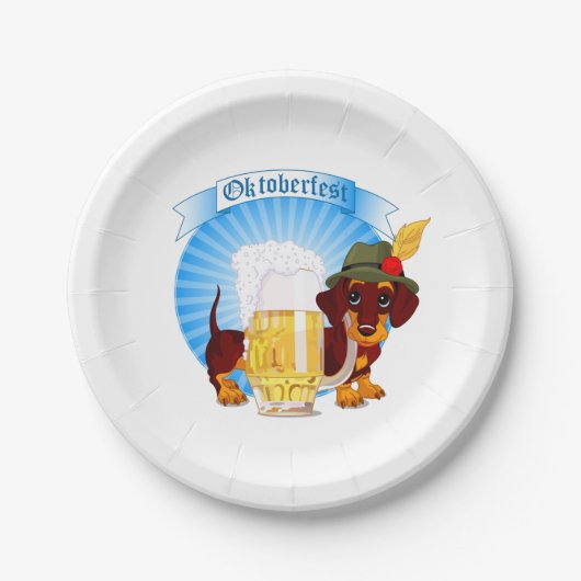 オクトバーフェストダックスシュント紙プレート7" ペーパープレート (正面)