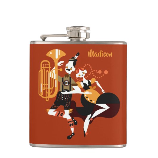 オクトバーフェストダンサー名前をカスタムする&文字フラスコ フラスク (正面)