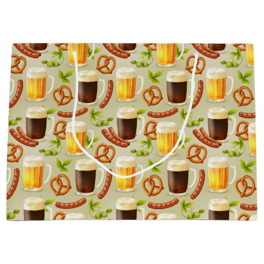 オクトバーフェストビールとソーセージ抱き枕大 ラージペーパーバッグ