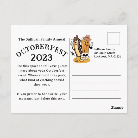 オクトバーフェストブラッツビール秋オープンハウスパーティー ポストカード (裏面)