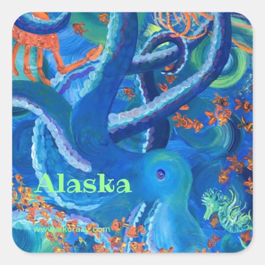 オクトパシフィカ(Octopacifica) _ALASKA squareステッカー スクエアシール (正面)