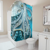 オクトパスブルーウォーターカラー詳細 シャワーカーテン (インサイチュ)