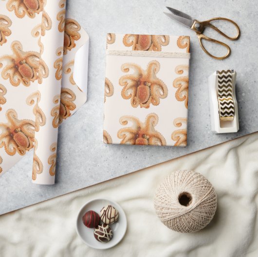 オクトパス・サルーティイ、ヴィンテージ海洋水生動物 ラッピングペーパー (クラフト)