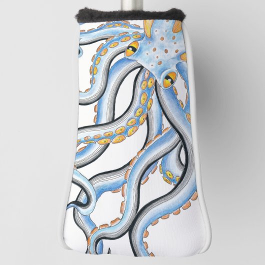 オクトパファンキースインクブルーオレンジ ゴルフヘッドカバー (回転90)