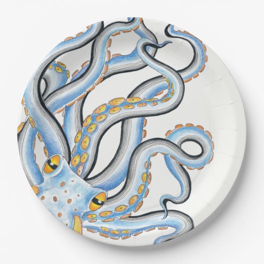オクトパファンキースインクブルーオレンジ ペーパープレート (正面)