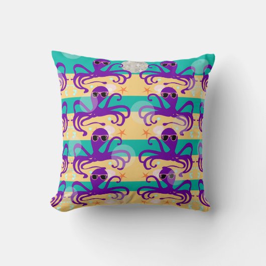 オクトパーティータコ柄おもしろい漫画芸術 クッション (正面)