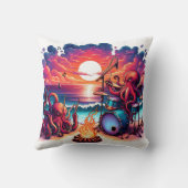 オクトプス遊ズミュージックバイザサンセットビーチ クッション (裏面)