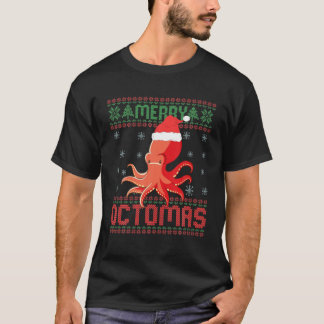 オクトマスメリータコのおもしろい醜いクリスマスセーター Tシャツ