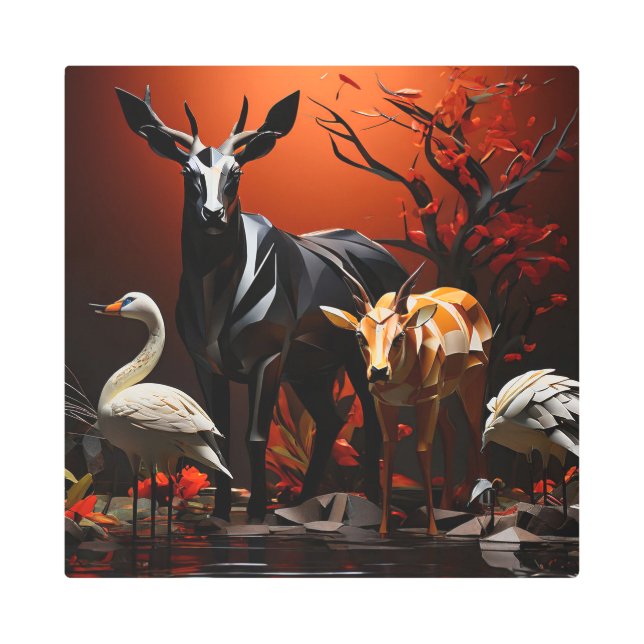 オクトリア16X16インチスクエアメタルウォールアート0030069 メタルプリント (正面)