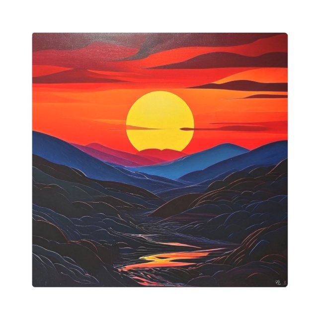 オクトリア16X16インチスクエアメタルウォールアート0030071 メタルプリント (正面)