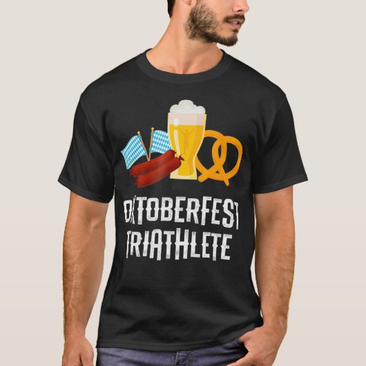 オクトーバーフェストおもしろいトリアスリートフードビールプレッツェル Tシャツ (正面)