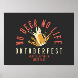 オクトーバーフェストおもしろいNo Beer No Life ポスター