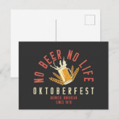 オクトーバーフェストおもしろいNo Beer No Life ポストカード (正面/裏面)