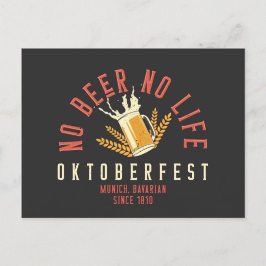 オクトーバーフェストおもしろいNo Beer No Life ポストカード (正面)