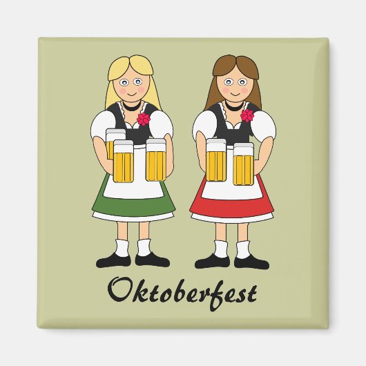 オクトーバーフェストお祝いガール マグネット (正面)