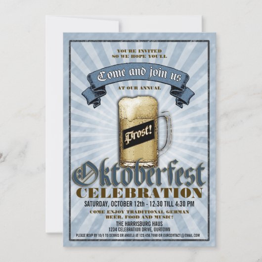 オクトーバーフェストお祝いパーティの招待状 招待状 (正面)