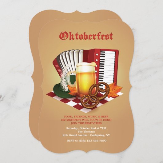 オクトーバーフェストお祝い招待状 招待状 (正面/裏面)