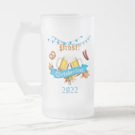 オクトーバーフェストすり付きビールマグ フロストグラスビールジョッキ (左)
