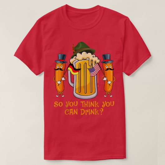 オクトーバーフェストで考えビールを飲める Tシャツ (デザイン正面)