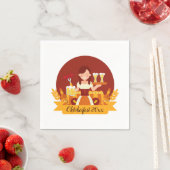 オクトーバーフェストとソーセージ付き女性 スタンダードカクテルナプキン (インサイチュ)