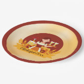 オクトーバーフェストとソーセージ付き女性 ペーパープレート (アングル)