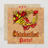 オクトーバーフェストのお祝い 招待状 (正面/裏面)