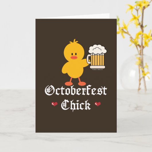 オクトーバーフェストのひよこの挨拶状 カード (黄色い花)