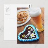 オクトーバーフェストのジンジャーブレッドハートにプレッツェルビール ポストカード (正面/裏面)