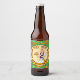 オクトーバーフェストのソーセージ＋プレッツェルのデザイン ビールラベル