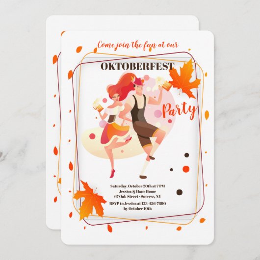 オクトーバーフェストのダンサーの招待状 招待状 (正面/裏面)