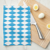 オクトーバーフェストのバイエルン青そして白く大きい対角線 キッチンタオル (四つ折り)