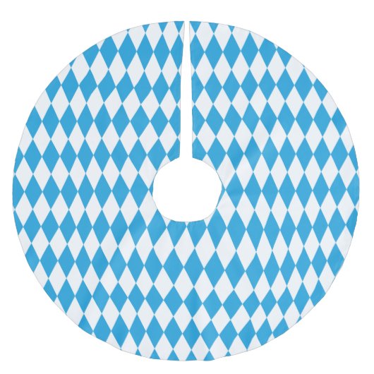 オクトーバーフェストのバイエルン青そして白く大きい対角線 ブラッシュドポリエステルツリースカート (正面)