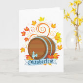 オクトーバーフェストのバレルの挨拶状 カード (黄色い花)
