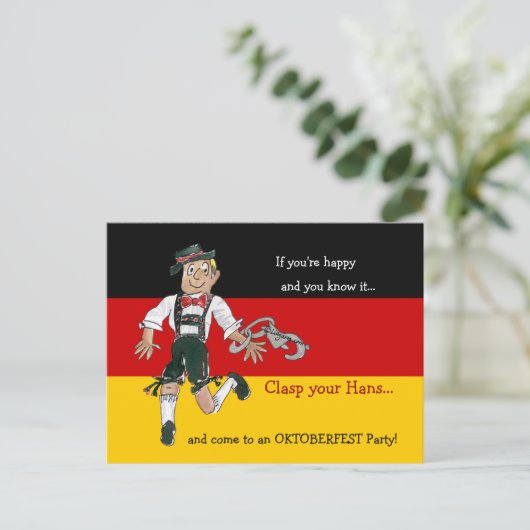オクトーバーフェストのパーティの招待状の郵便はがき インビテーションポストカード (スタンド正面)