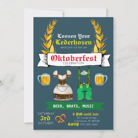 オクトーバーフェストのパーティの招待状 招待状 (正面)