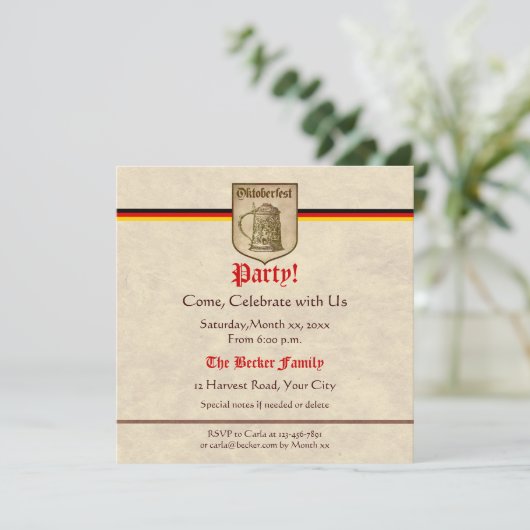 オクトーバーフェストのパーティー 招待状 (スタンド正面)