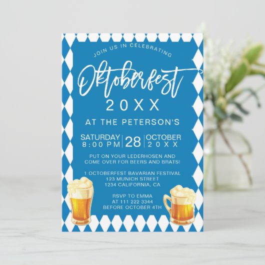 オクトーバーフェストのフェスティバルのパーティーのタイポグラフィのバイエルン人 招待状 (スタンド正面)