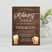 オクトーバーフェストのフェスティバルのパーティーのタイポグラフィの素朴な木 招待状 (スタンド正面)