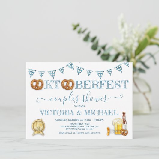 オクトーバーフェストのプレッツェル カップルシャワー 招待状 (スタンド正面)