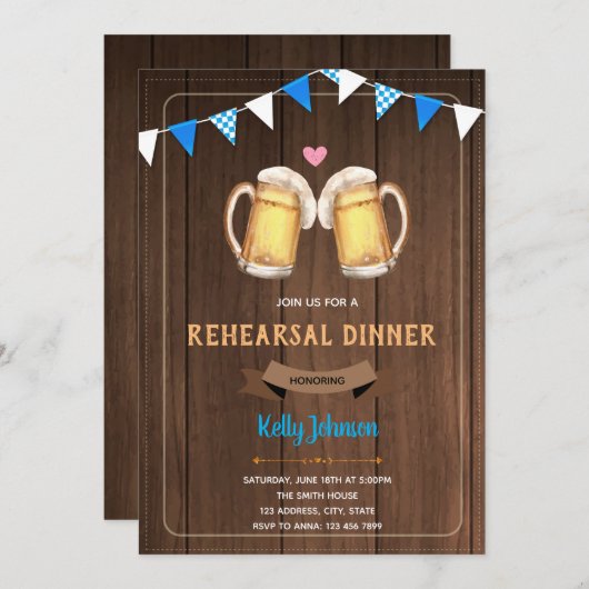 オクトーバーフェストのリハーサルディナー招待状 招待状 (正面/裏面)