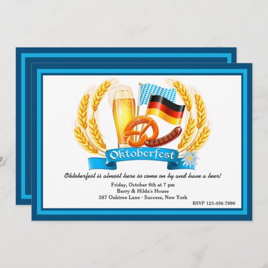 オクトーバーフェストの原料の招待状 招待状 (正面/裏面)