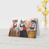 オクトーバーフェストの子ネコの挨拶状 カード (黄色い花)