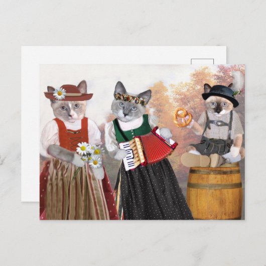 オクトーバーフェストの子ネコの郵便はがき ポストカード (正面/裏面)