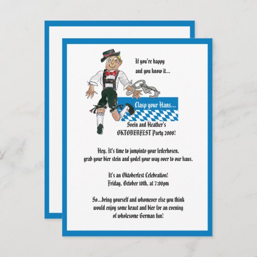 オクトーバーフェストの招待状のパーソナライズな郵便はがき インビテーションポストカード (正面/裏面)